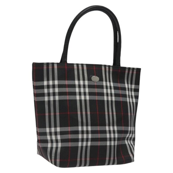 BURBERRY Nova Check Hand Bag Nylon Black Auth hk2393 - Picture 1 of 13